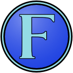 The logo of the Falmouth Submersibles: a serif "F" in light blue on a purer blue background, bordered in black-light blue-black.