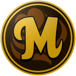 Maricao_Ristretti_3D1E00_ffc000 The logo of the Ristretti de Maricao: a brown circle featuring warm brown latte art (a heart-shaped flower with a leafy stem), bordered in gold-brown-gold, with a gold "M" in the same font as the Cafeteros on top of it.