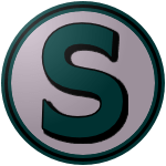 Superior_Whalebacks_004040_CABAC8 The logo of the Superior Whalebacks: a gray circle bordered in teal-black-teal, surmounted by a curvy teal S shadowed and bordered in black.
