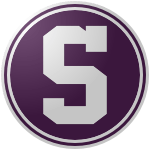 Syracuse_Halites_4C1E4F_FFFFFF The logo of the Syracuse Halites: a purple circle bordered in white-purple-white, on which the Halites' logo of an athletic white "S" stands.