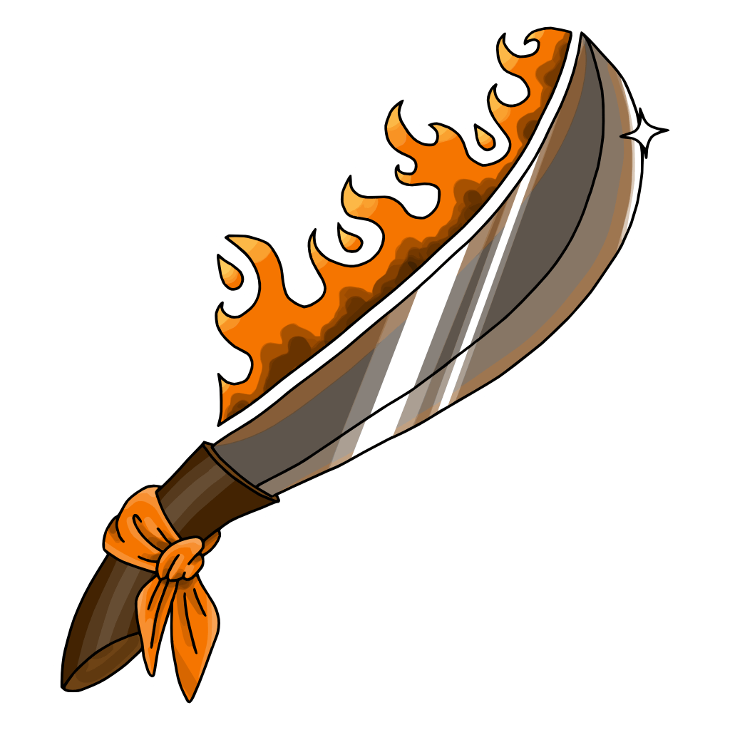 Navatajón (Tumbabrazos de Carolina) Navatajón, the mascot of the Tumbabrazos de Carolina, is a brownish steel machete with wooden grip, “wearing” an orange kerchief around its hilt, and it’s on orange fire. It looks cool as hell.