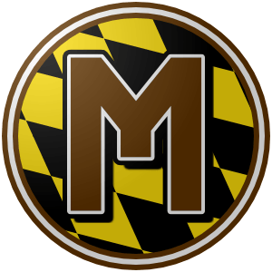 Munich_Schaeffler_E8EC16_1D0625 (300px) The logo of the Munich Schäffler; a brown, barrel-like "M," bordered in white and black and sitting on a black shadow, is superimposed on a circle of Munich's yellow-and-black rhomboid flag. The circle is bordered in brown-white-brown.