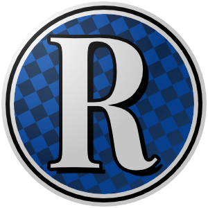 Regensburg_Zusteller_0B52B5_FFFFFF (300px) The logo of the Regensburger Zusteller: a blue-and-navy diamond check circle, bordered in white-navy-white, with a very formal serif white "R" bordered and shadow in black on top.
